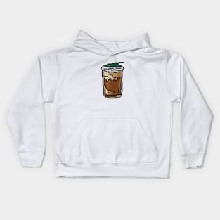 Ice Coffee Pixel Art Vintage Retro Established Kids Hoodie